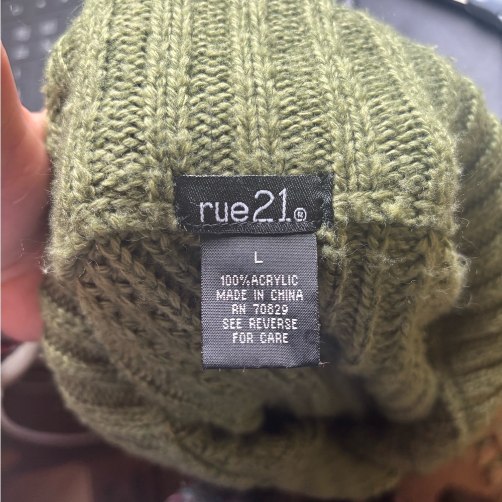 Y2K Chunky Green Cable Knit Collared Crop 3/4 Sleeve Sweater Size L - Picture 7 of 16